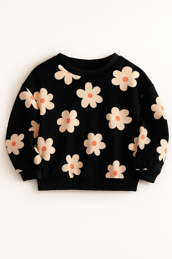 Black Daisy Flower SweatShirt