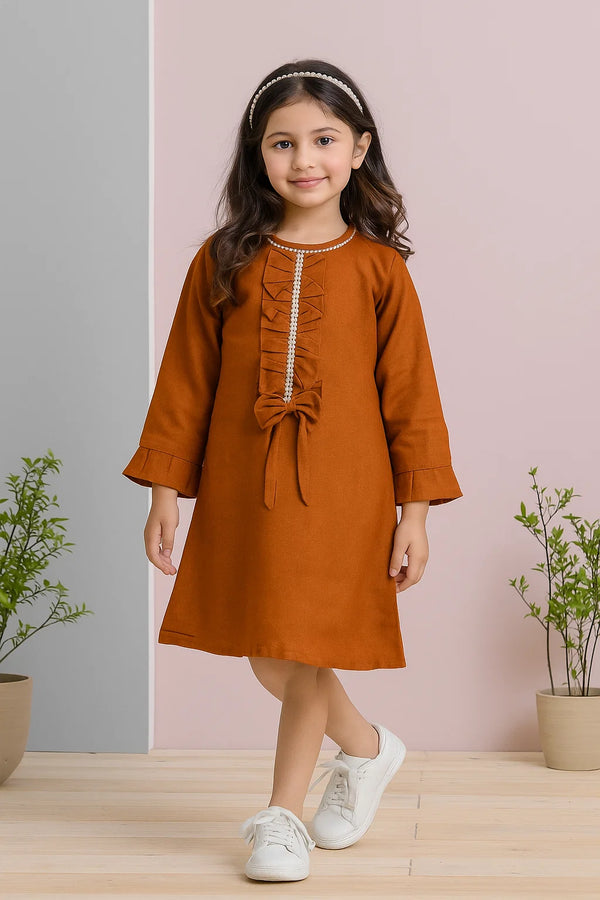 Bow Belle Peach Leather Frock