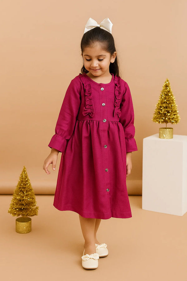 Classic Flutter Peach Leather Frock