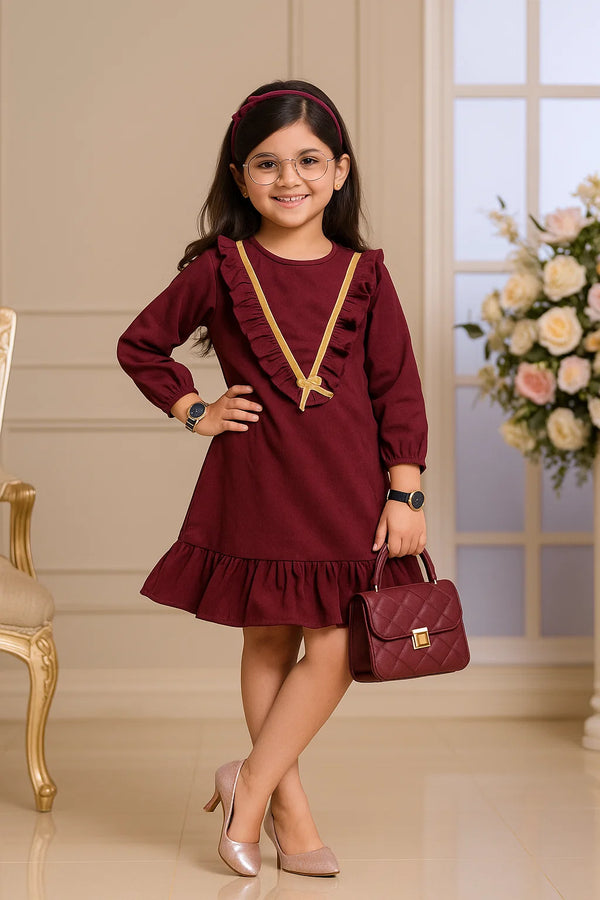 Ribbon V-Twirl Corduroy Frock