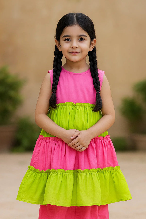 PNK-PRT Lawn Frock