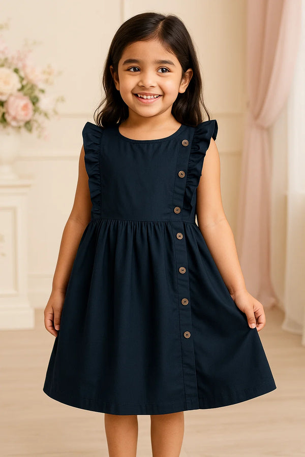 Wood Button Black Frock