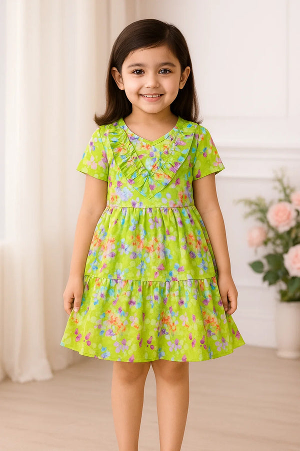 Floral Lime Lawn Frock