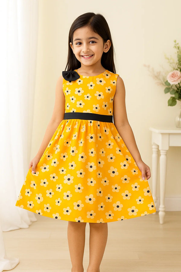 Yellow Flower Lawn Frock