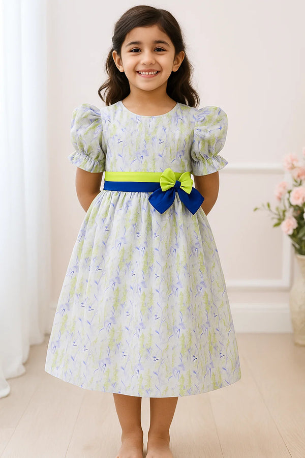 Blue Bow Lawn Frock